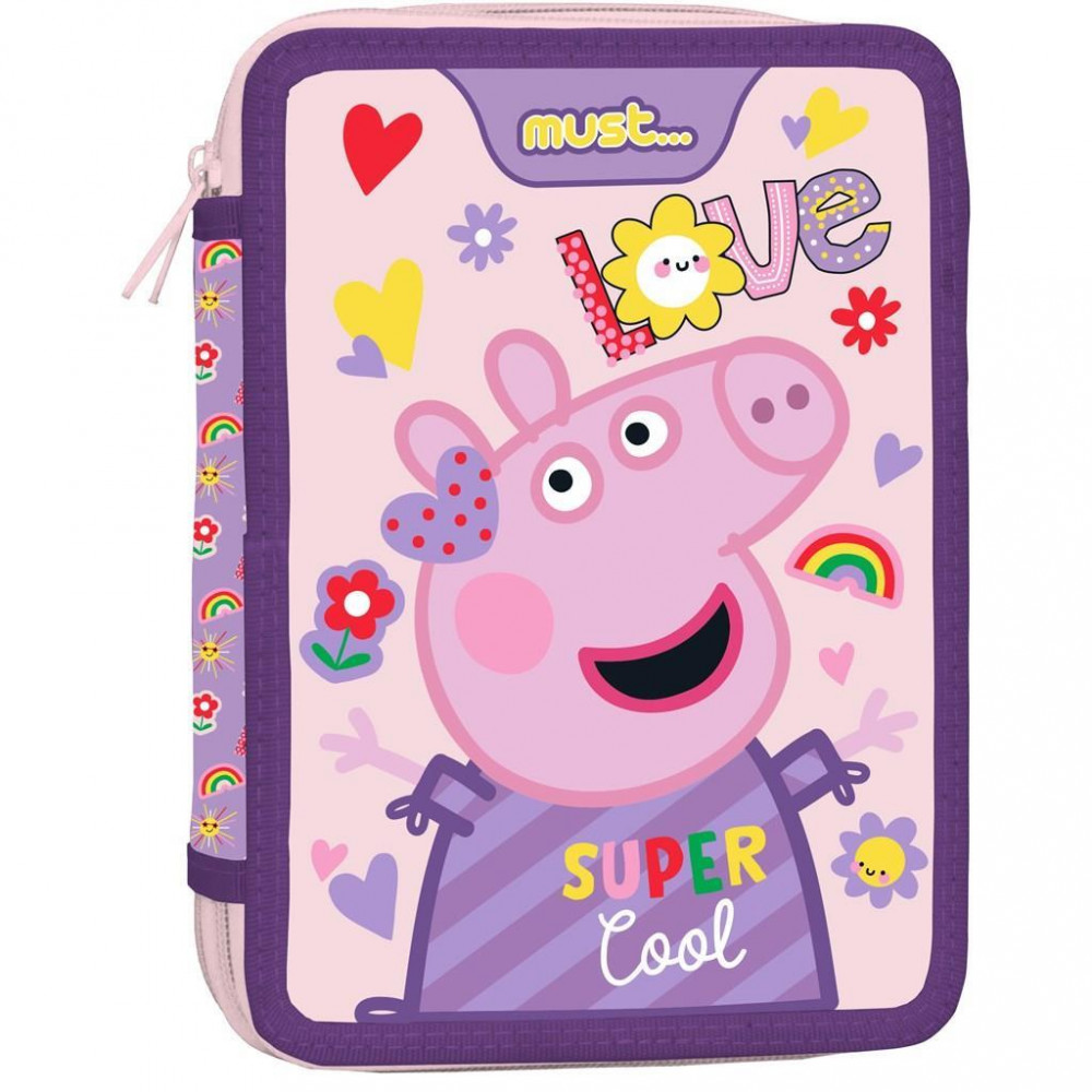 Κασετίνα Must Διπλή Τετράγωνη Γεμάτη Peppa Pig Super Cool