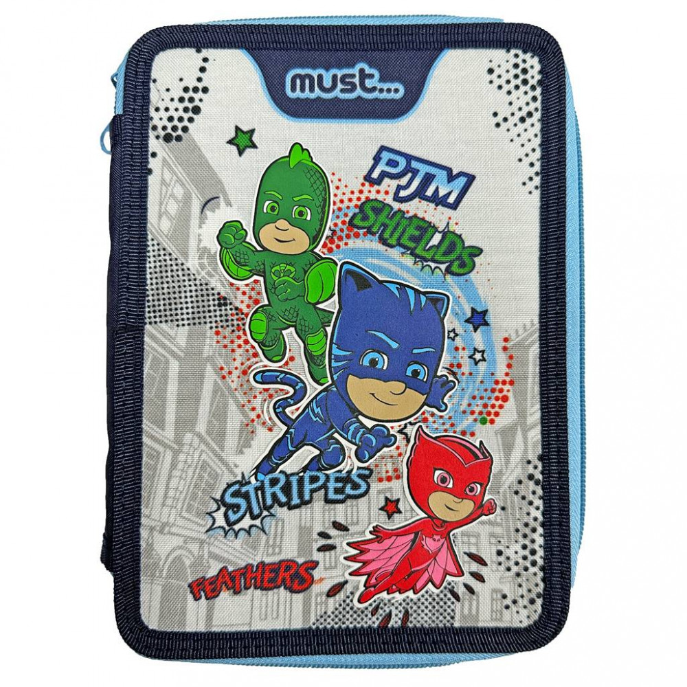 Κασετίνα Must Διπλή Τετράγωνη Γεμάτη Pj Masks Anyone Can Be A Hero