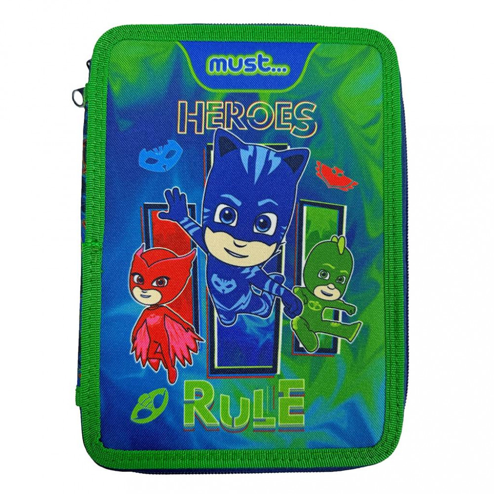 Κασετίνα Must Διπλή Τετράγωνη Γεμάτη Pj Masks Heroes Rules