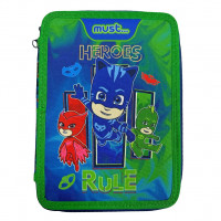 Κασετίνα Must Διπλή Τετράγωνη Γεμάτη Pj Masks Heroes Rules