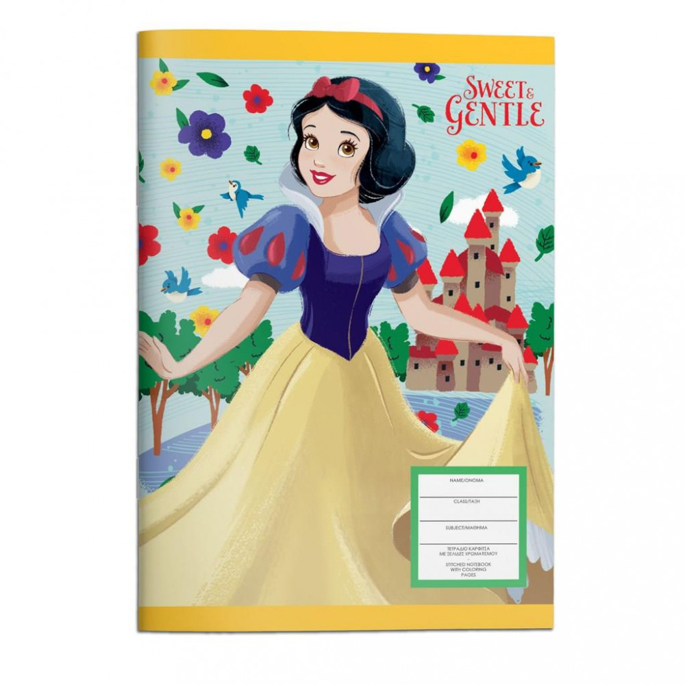 Τετράδιο καρφίτσα Princess Snow white 17x25 40Φ.
