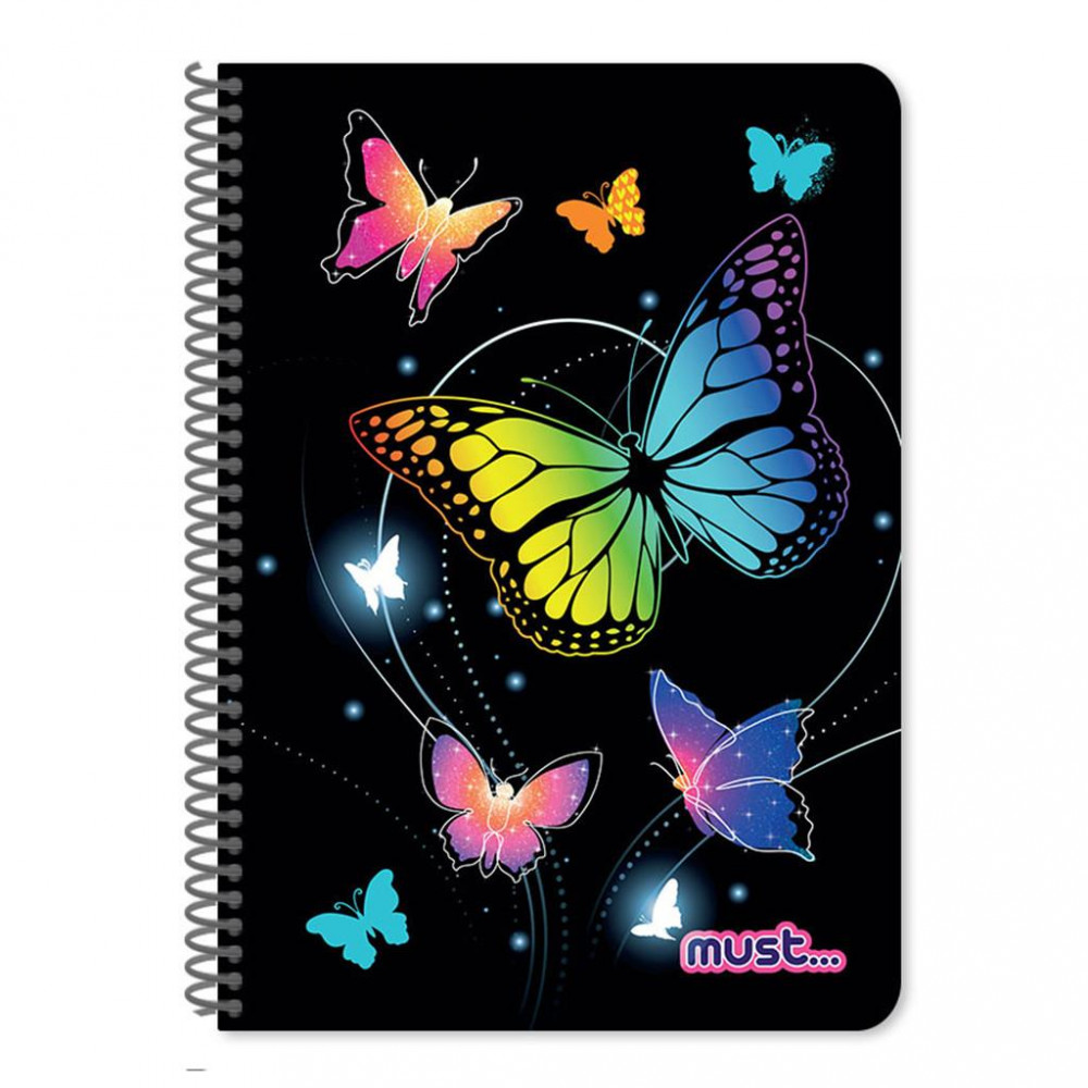 Τετράδιο σπιράλ Must Butterfly 2 θεμάτων 17x25 60φ.
