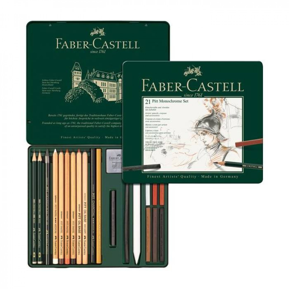 Σετ Faber Castell Pitt Monochrome σε μεταλλική κασετίνα 21 τεμ