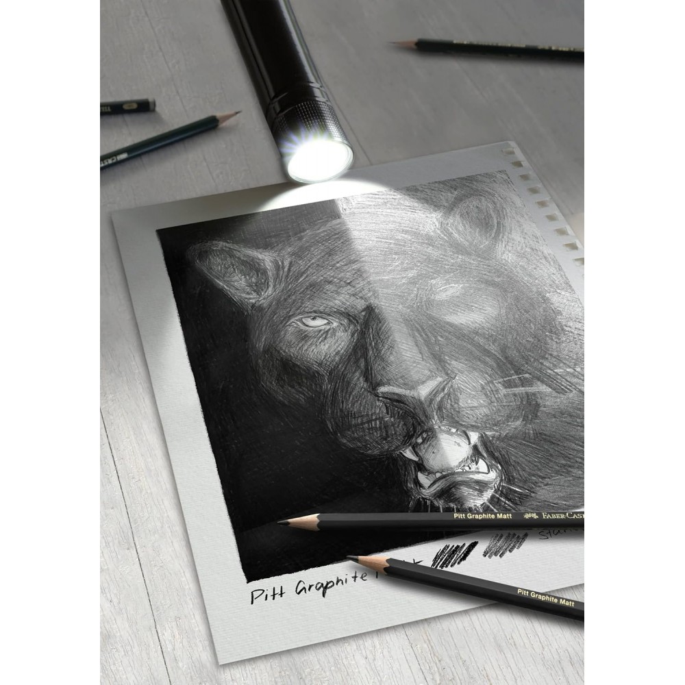 Σετ Μολύβια Faber Castell Pitt Graphite + Mat σε μεταλλική κασετίνα, ξύστρα και γόμες 20 τεμ