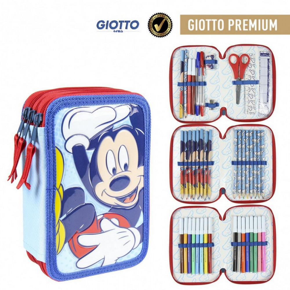 Κασετίνα Mickey Τριπλή Τετράγωνη Γεμάτη
 με Giotto μαρκαδόρους