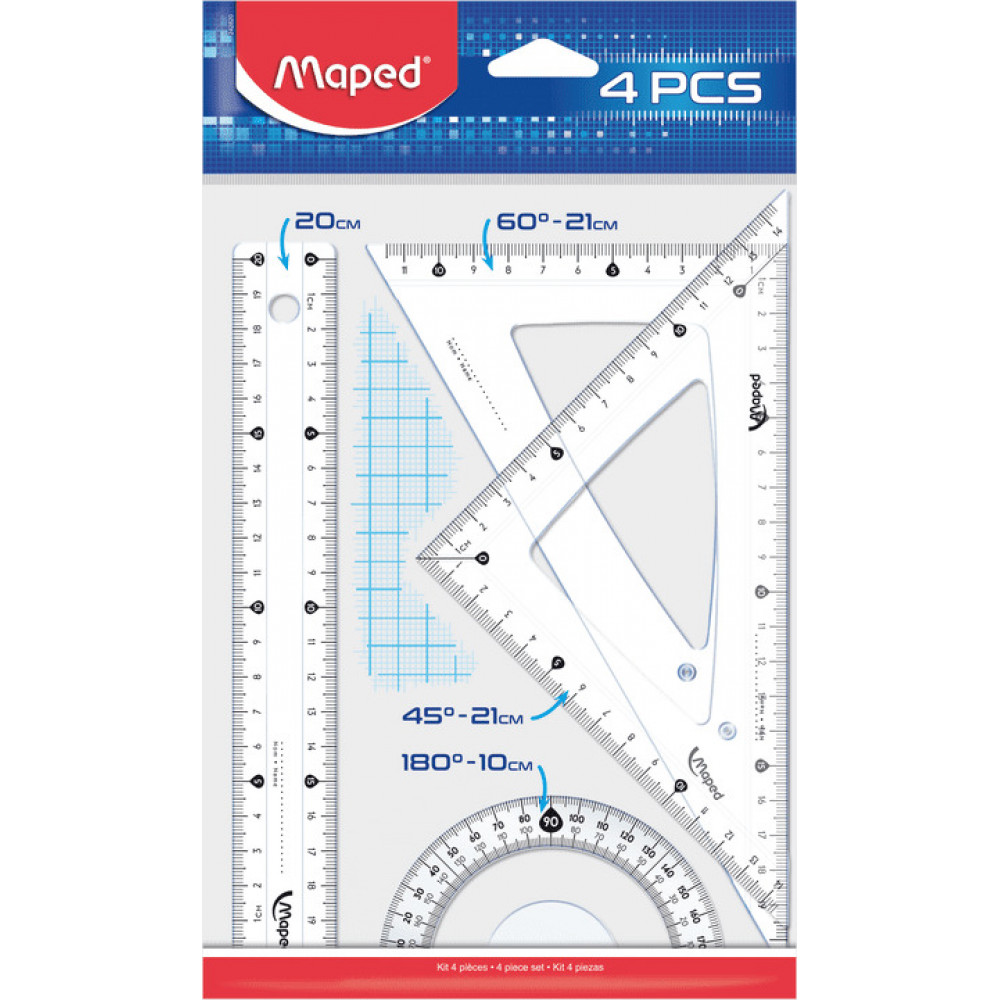 Σετ γεωμετρίας Maped Cristal 20 cm 4 τεμ (Διάφορα Χρώματα)