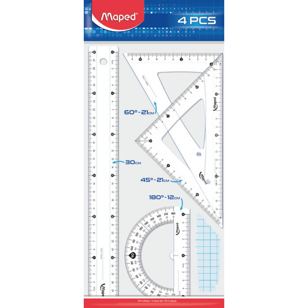 Σετ γεωμετρίας Maped Cristal 30 cm 4 τεμ