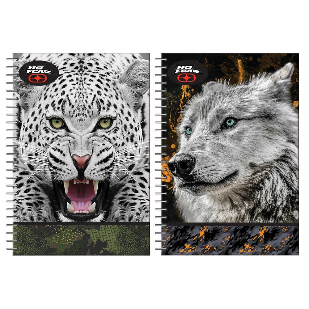 Τετράδιο σπιράλ No Fear White Wolf - Jaguar 2 θεμάτων 17x25 70φ.