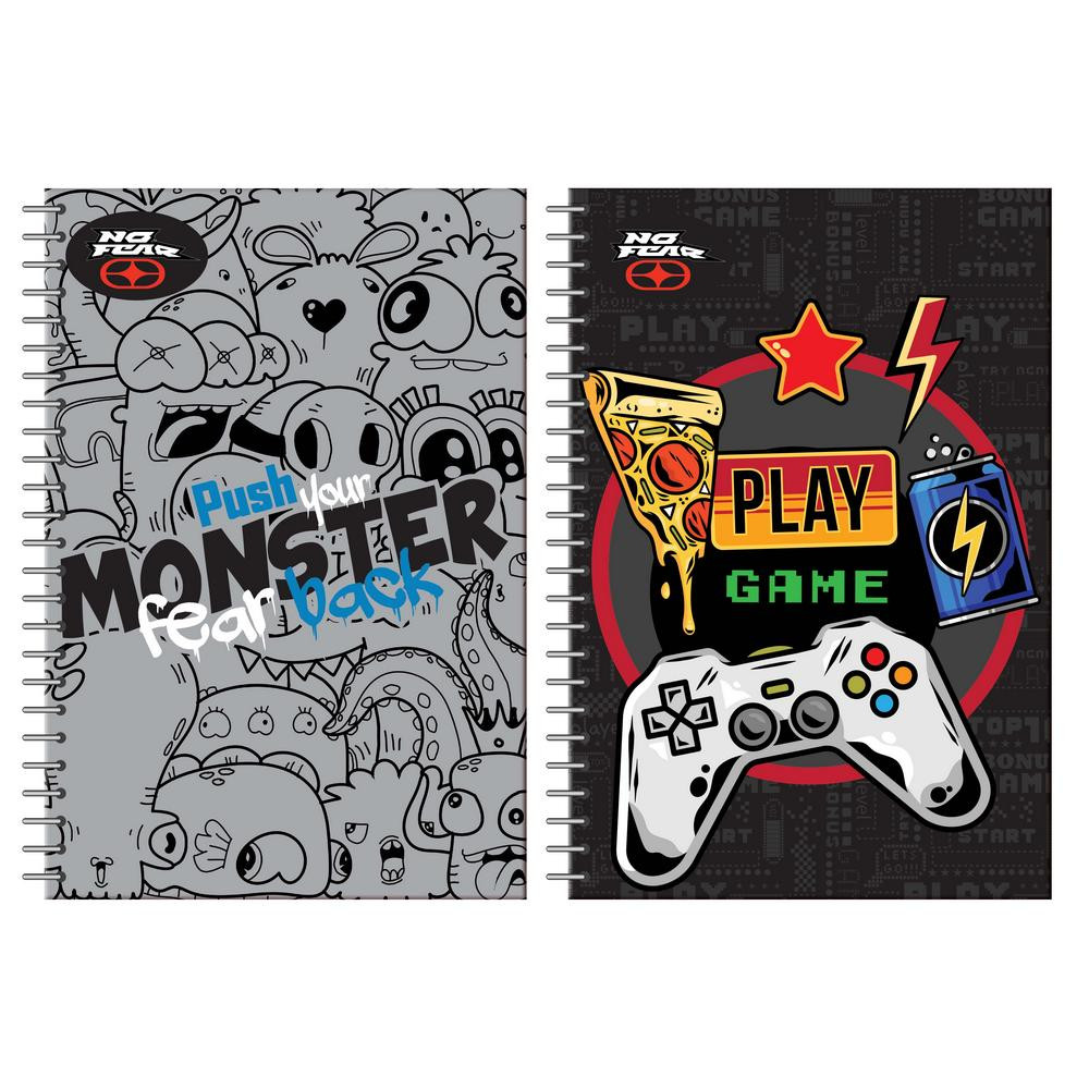 Τετράδιο σπιράλ No Fear Monster - Play Game 2 θεμάτων 17x25 70φ.