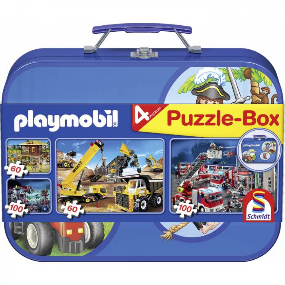 Παζλ Schmidt Playmobil μεταλλικό βαλιτσάκι 2x60 & 2x100 τεμ. αγόρι