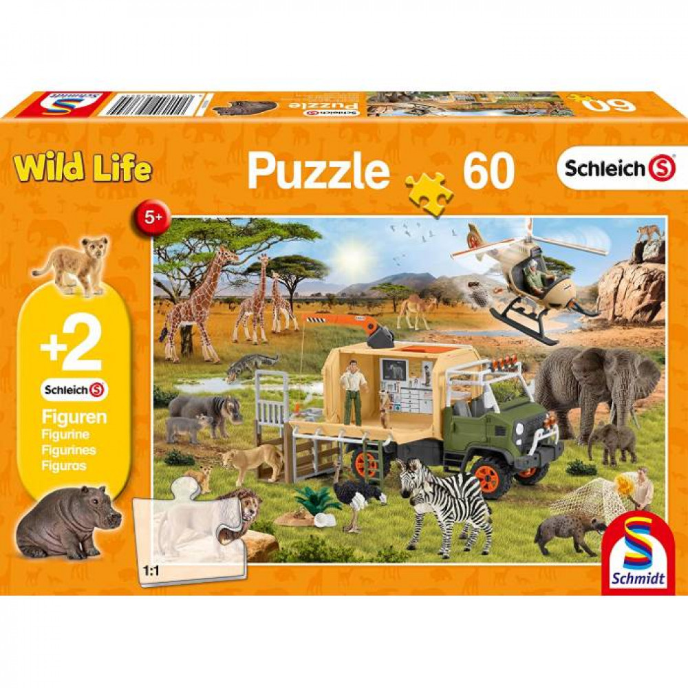 Παζλ Schleich Animal Rescue 60τεμ. με 2 φιγούρες