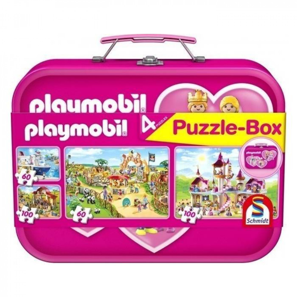 Παζλ Schmidt Playmobil μεταλλικό βαλιτσάκι 2x60 & 2x100 τεμ.