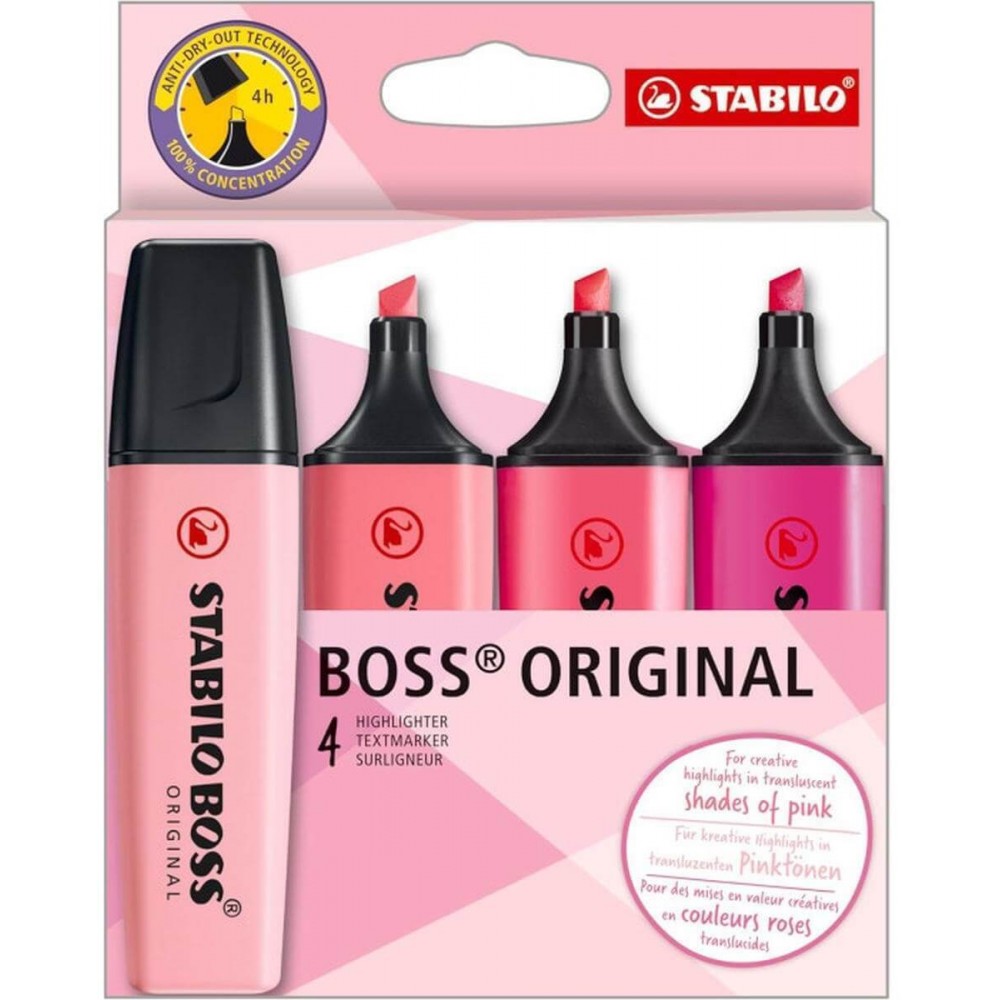 Σετ υπογραμμιστές Stabilo Boss Shades of pink 4 τεμ.