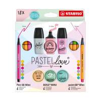 Σετ μαρκαδόροι Stabilo Pastellove 18τεμ (mini 68, 88, boss)