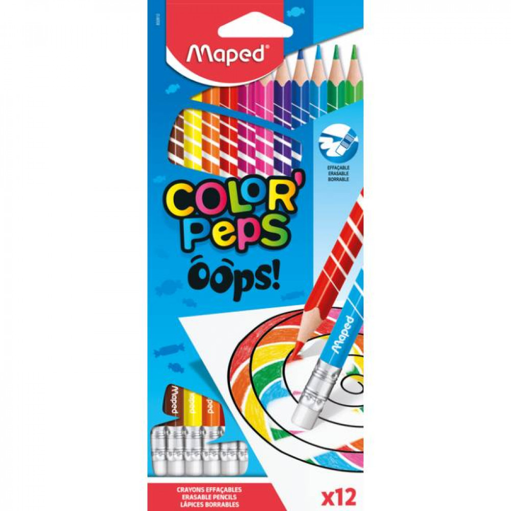 Ξυλομπογιές Maped Color Peps Oops με γόμα 12 τεμ. 832812