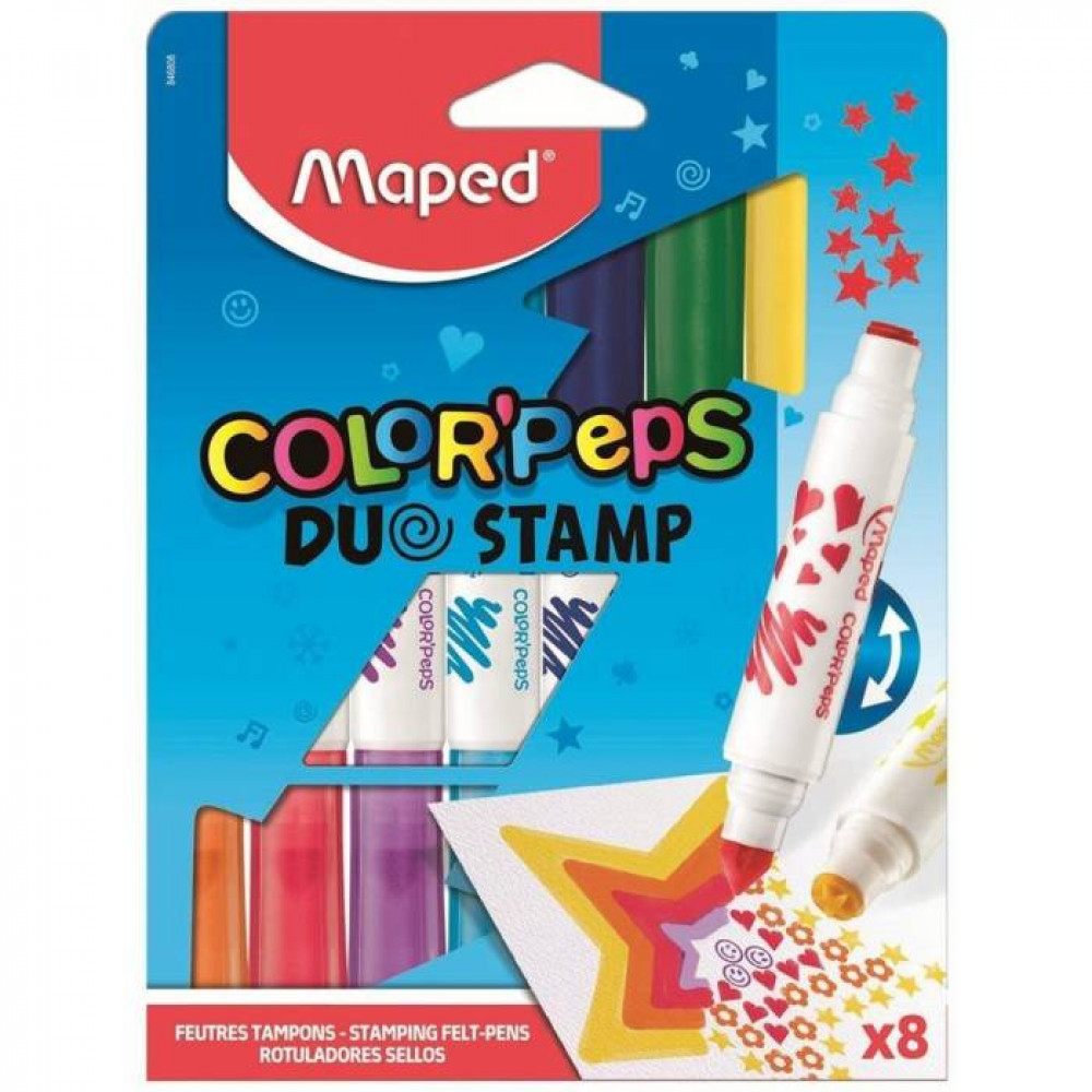 Μαρκαδόροι Maped Color Peps διπλοί με στάμπες 8 τεμ. 846808