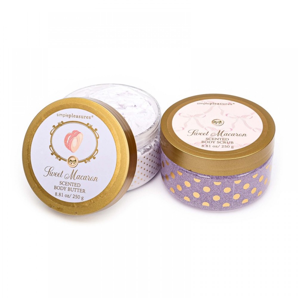 Σετ περιποίησης Tri-Coastal κρέμα σώματος και scrub Macarons 2x250ml