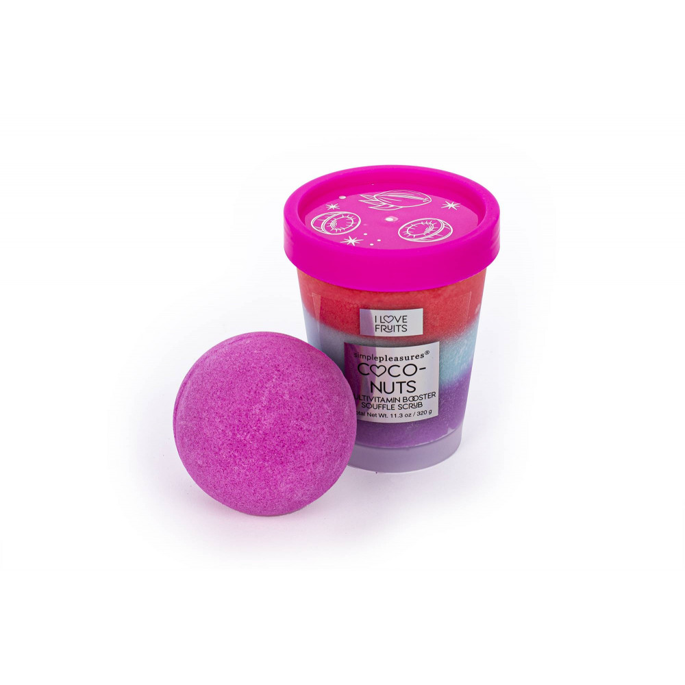 Σετ Tri-Coastal soufle scrub and bath bomb Cocunuts 320g