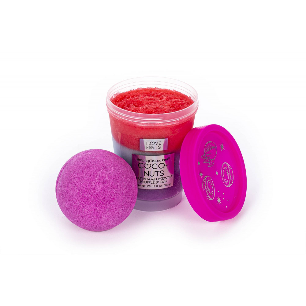 Σετ Tri-Coastal soufle scrub and bath bomb Cocunuts 320g