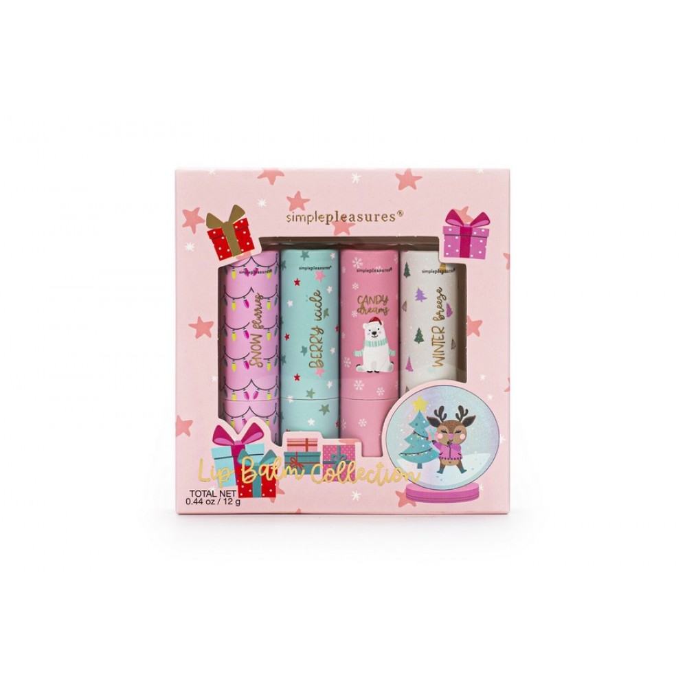 Σετ lip balms Tri-Coastal 4τεμ. x 3g Christmas pink stars