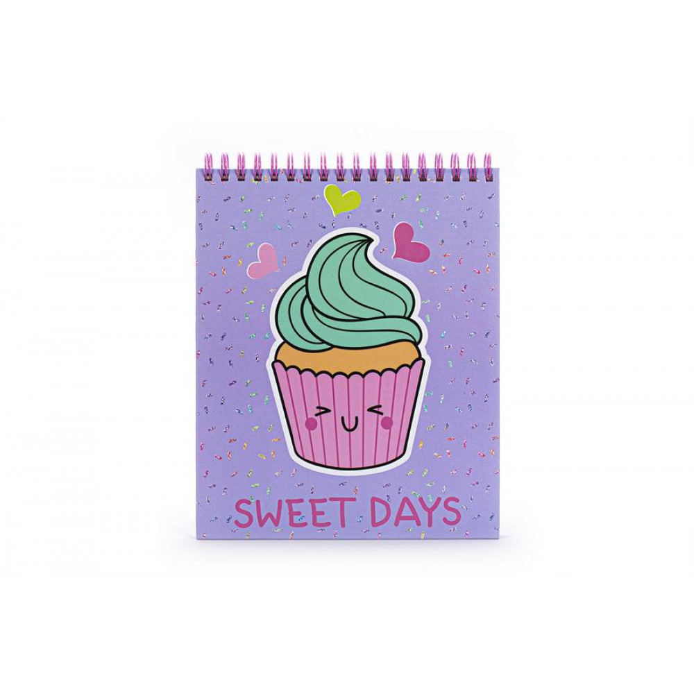 Sketchbook Tri-Coastal Cupcake με αυτοκόλλητα και στυλό με glitter