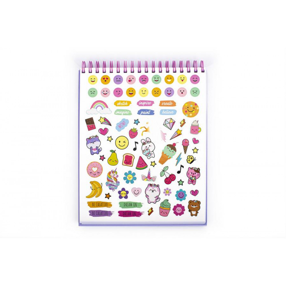 Sketchbook Tri-Coastal Cupcake με αυτοκόλλητα και στυλό με glitter