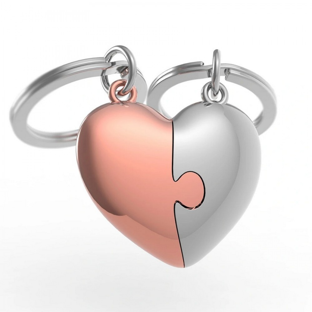 Μπρελόκ Metalmorphose Heart puzzle rose gold silver