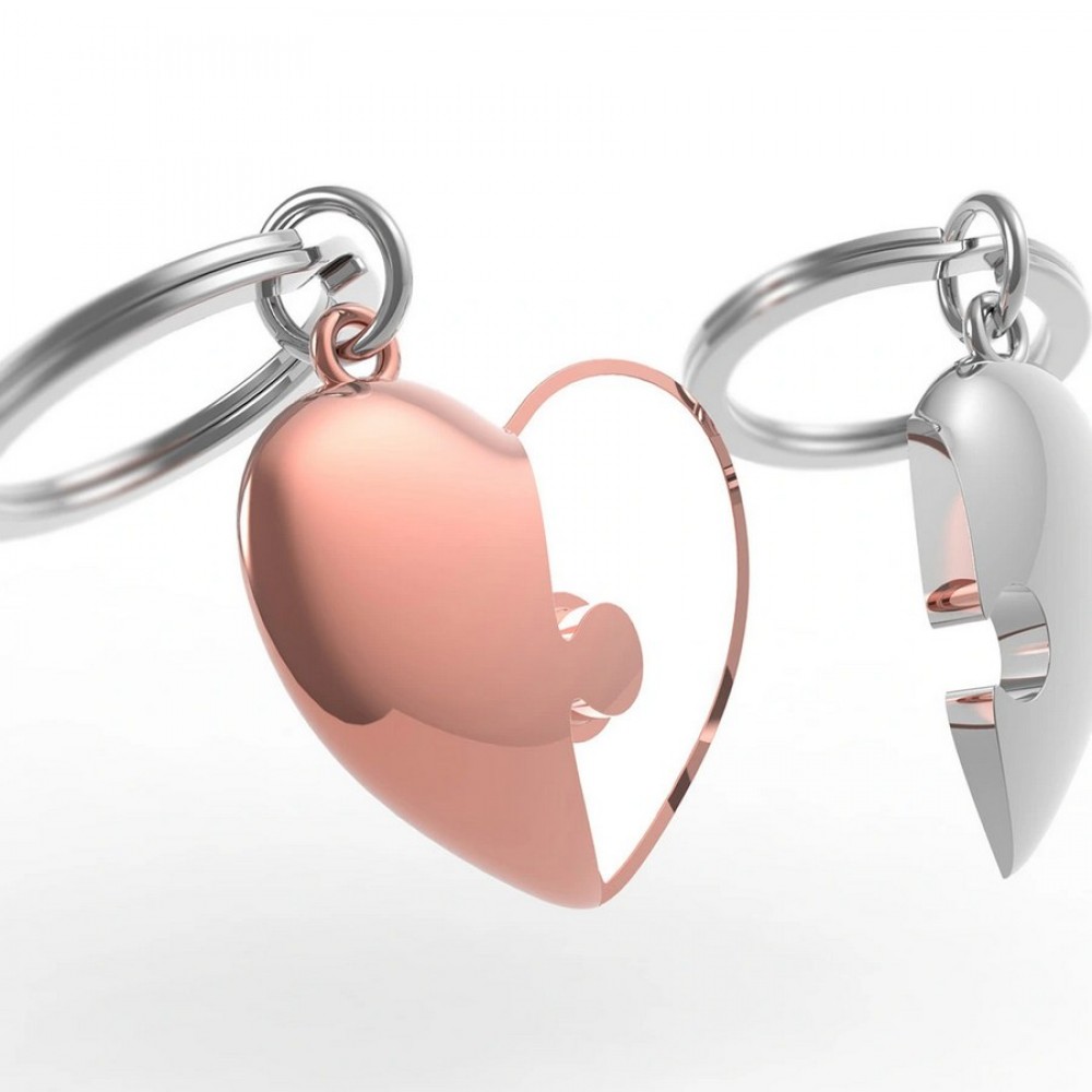 Μπρελόκ Metalmorphose Heart puzzle rose gold silver