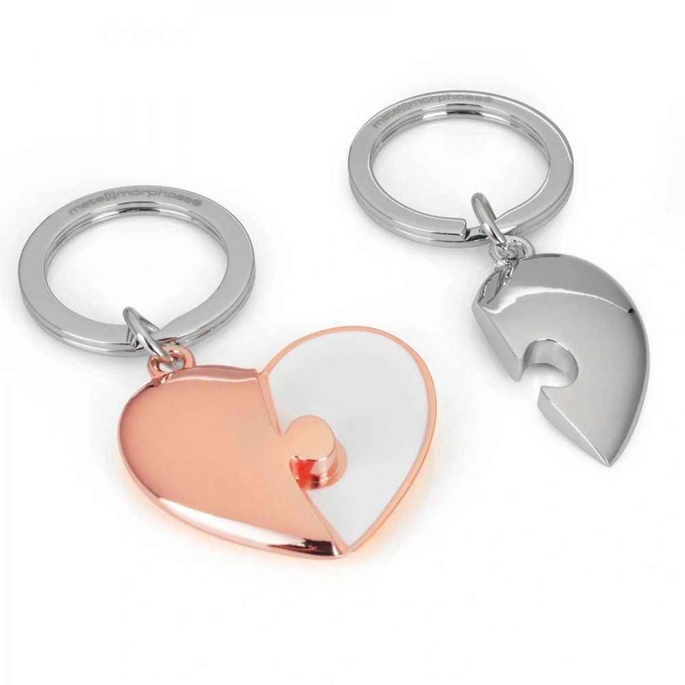 Μπρελόκ Metalmorphose Heart puzzle rose gold silver