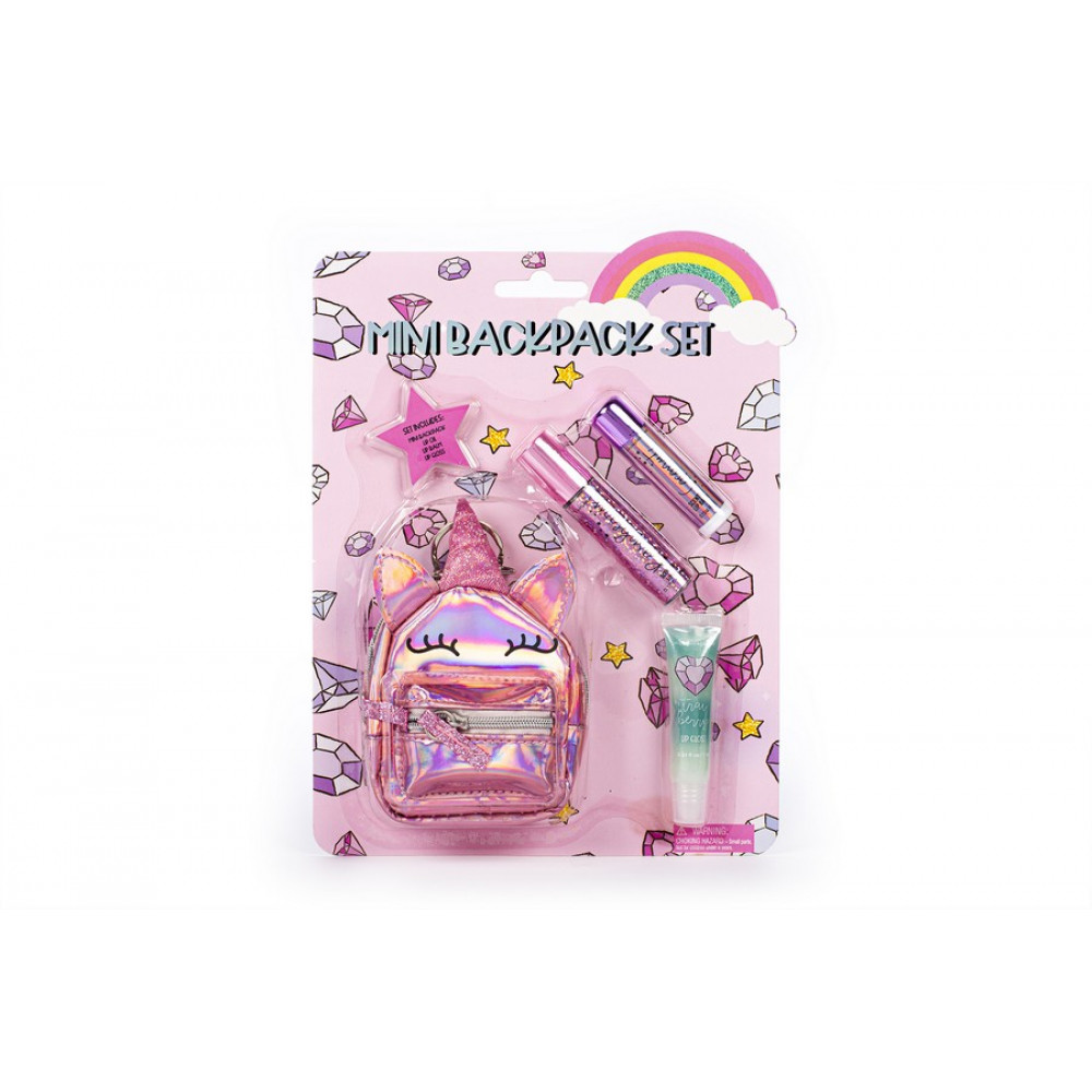 Mini Backpack Tri-Coastal με lip balp, lip gloss και lip oil Unicorn